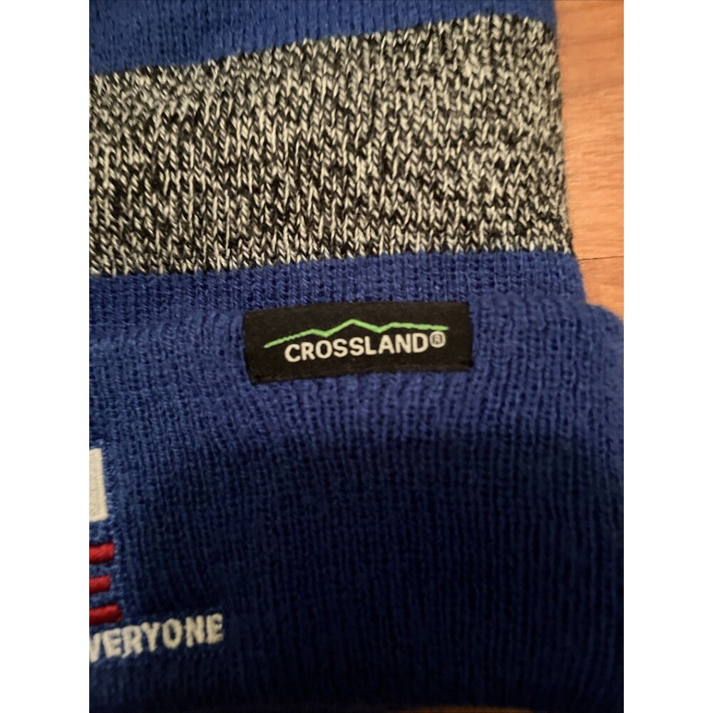 Lowes Knit Beanie Toboggan Winter Hat Cap Adult Blue Striped Gray - Picture 6 of 12